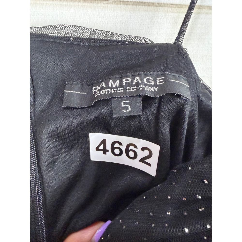Rampage Dress Black Size 5 Glitter Tulle Handkerchief Hem - Picture 3 of 8